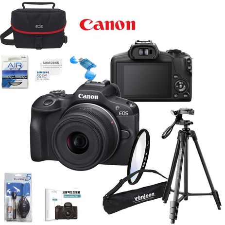 CANON EOS R100 18-45 KIT+256G+정품가방+삼각대+KENKO AIR UV 필터+크리닝킷+LCD필름+리더기 고용량 브이로그 풀패키지-추천-상품