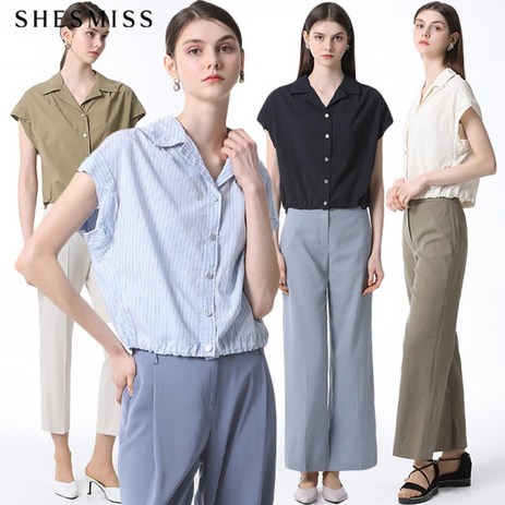 쉬즈미스 오픈 카라넥 스트링 크롭 셔츠 택가격 168000원-추천-상품