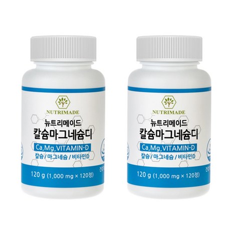 뉴트리메이드 칼슘 마그네슘 비타민D 1000mg x 120정, 2개-추천-상품