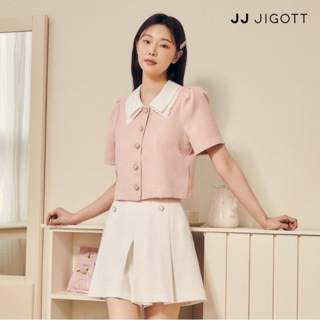 JJ지고트 레이스 칼라 크롭 블라우스 GP5P0BL551-추천-상품