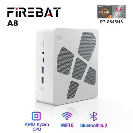 FIREBAT AI 애플리케이션 미니 PC 데스크탑 컴퓨터 게이밍 A8 Ryzen7 8845HS 16GB 512GB DDR5 WiFi6 BT5.2 USB4 AMD R7 PCIE4., [01] 1TB, [01] EU, [01] 16GB, 없음, 없음-추천-상품