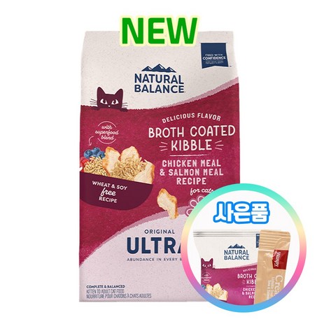 내추럴발란스 울트라 프리미엄 캣 6.8kg + 사료샘플 3개 + 증정 고양이 스틱 1p, 1개, 연어+치킨-추천-상품