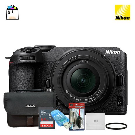 니콘정품 Z30 +16-50mm KIT +메모리 64GB+리더기+필터+크리닝+포켓융+가방 풀패키지(랜덤박스행사)-WSL-추천-상품