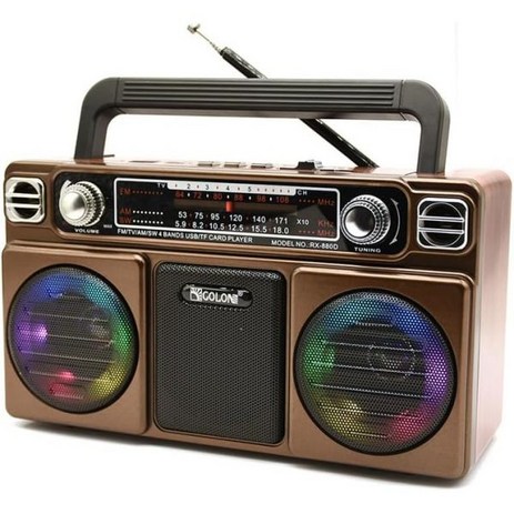 RX 880D 휴대용 라디오 레코더 스피커 레트로 앤티크 스타일 야외용 카세트 AM FM SW USB MP3, Bronze-추천-상품