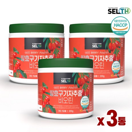 셀스 발효 구기자 추출 비오틴 분말 가루 국산 haccp 인증, 200g, 3개-추천-상품