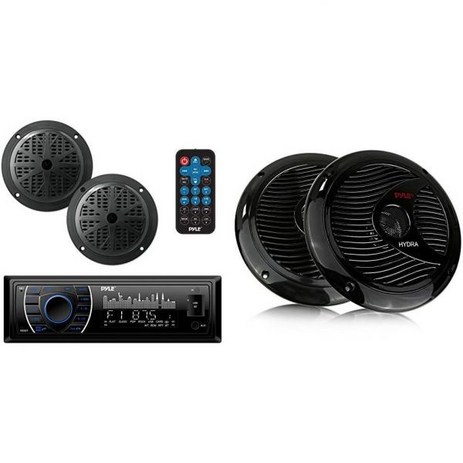 Pyle Marine 헤드 유닛 리시버 스피커 키트 인대시 LCD 디지털 스테레오 내장 블루투스 마이크 6.5인치 듀얼-추천-상품
