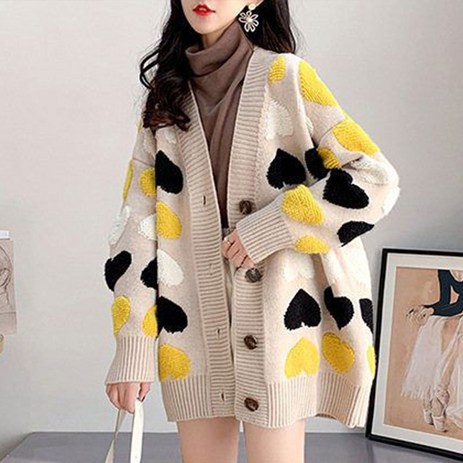 besteffie 니트가디건 여성용 봄가을 오버핏 니트 가디건 루즈 도톰한 가디건 박시 가디건 E88-추천-상품