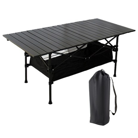 Frokom 아웃도어 알루미늄 디럭스 롤 캠핑 테이블 대형, 블랙-추천-상품
