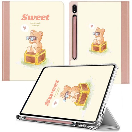 태블리 갤럭시탭 S9 FE S9+ 울트라 플러스 S펜 수납 케이스, SWEET[백폴더]-추천-상품