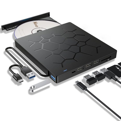 7in1 멀티허브 USB 3.0 A C타입 외장 ODD CD DVD롬 레코더 ED02-추천-상품