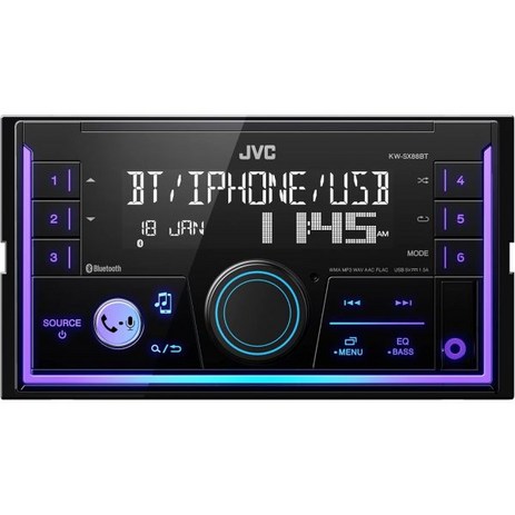 JVC KDSR87BT 블루투스 CD 카 스테레오 USB 포트 포함 – AM/FM 라디오 MP3 플레이어 고콘트라스트 LCD 분리 가능한 페이스 플레이트 싱글 DIN 13밴드, Double DIN Receiver-추천-상품