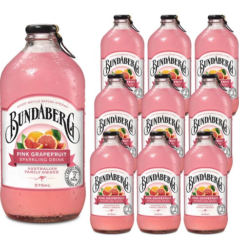 분다버그 - 분다버그 핑크 그래이프푸르트 탄산음료, 375ml, 10개