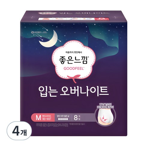 좋은느낌 오리지널 입는 오버나이트, 중형, 8개입, 4개