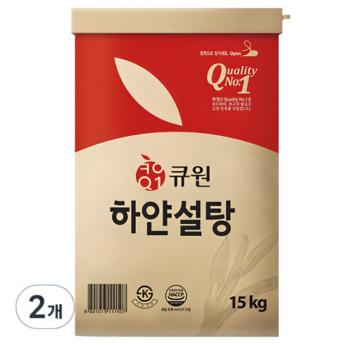 백설탕15kg - 큐원 하얀 설탕, 15kg, 2개