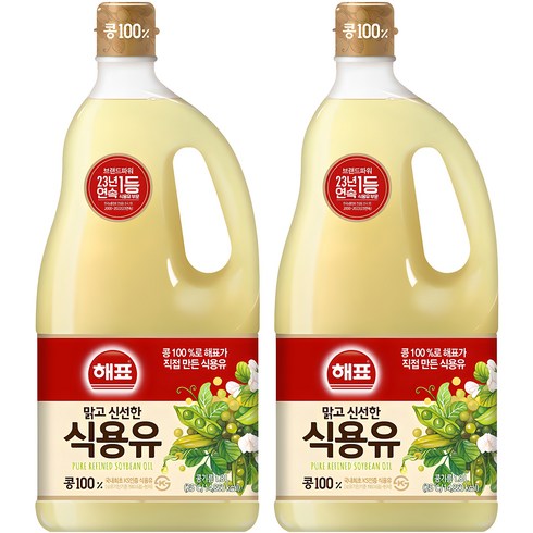 콩기름 - 해표 식용유, 1.8L, 2개