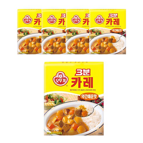 오뚜기3분 카레 약간매운맛, 200g, 5개