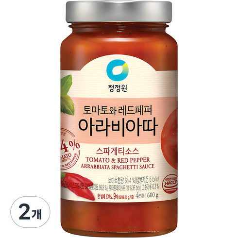 청정원아라비아따 - 청정원 아라비아따 스파게티 소스, 2개, 600g