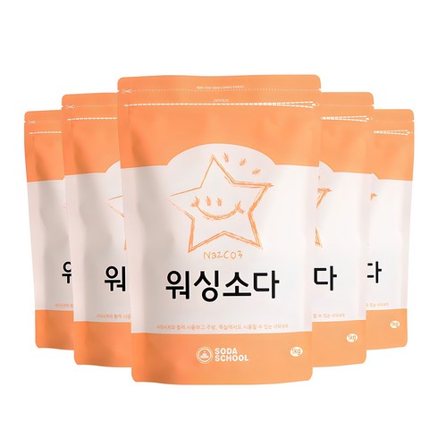 워싱소다 - 소다스쿨 워싱소다 분말세제, 1kg, 5개