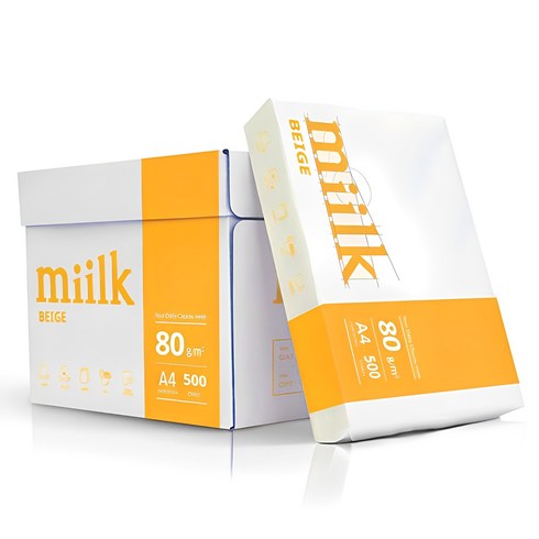 페이퍼miilka4용지 - 한국제지 복사지/밀크/베이지 A4/500매/80g 5개, A4, 2500매