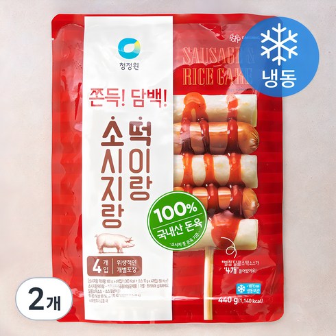 소떡소떡 - 청정원 소시지랑 떡이랑 (냉동), 440g, 2개