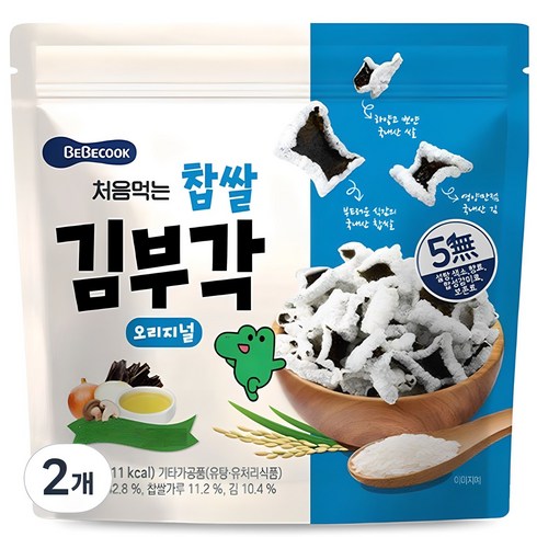 아기김부각 - 처음먹는 찹쌀 김부각 과자, 오리지널, 20g, 2개