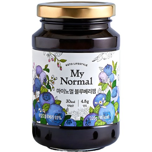 마이노멀블루베리잼 - 마이노멀 저당 저칼로리 블루베리잼, 320g, 1개