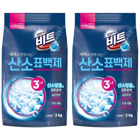 표백제 - 비트 O2산소 분말형 표백제, 3kg, 2개