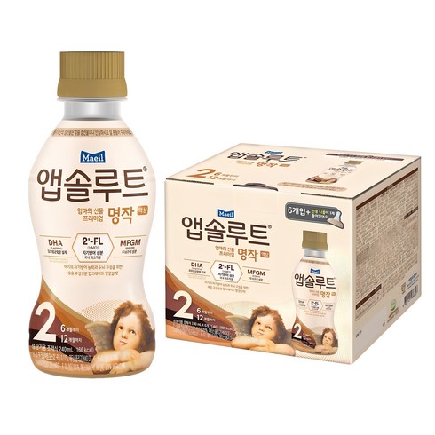 액상분유 - 매일유업 앱솔루트 명작 2FL 액상 분유 2단계 6p + 니플1p, 240ml, 1세트