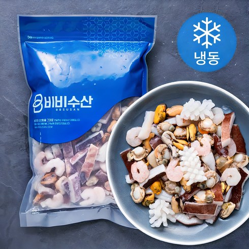 해물모듬 - 비비수산 깔끔하고 간편한 해물모둠 (냉동), 1개, 600g