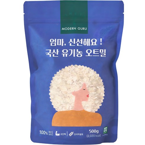 이유식오트밀 - 모던구루 엄마 신선해요 국산 유기농 오트밀, 500g, 1개