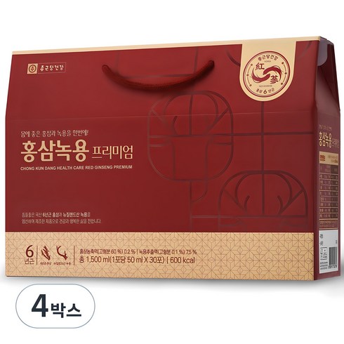 수모녹용 - 종근당건강 홍삼녹용 프리미엄, 30회분, 1.5L, 4박스