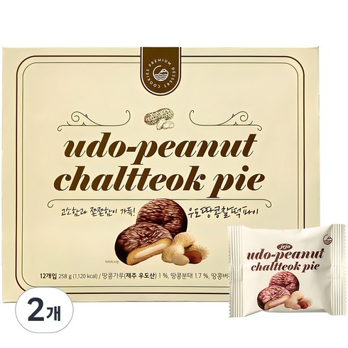 우도레이 - 청우식품 우도땅콩 초코 찰떡파이, 258g, 2개