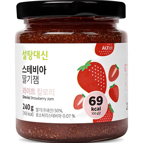 무설탕딸기잼 - 알티스트 설탕대신 스테비아 딸기잼, 240g, 1개