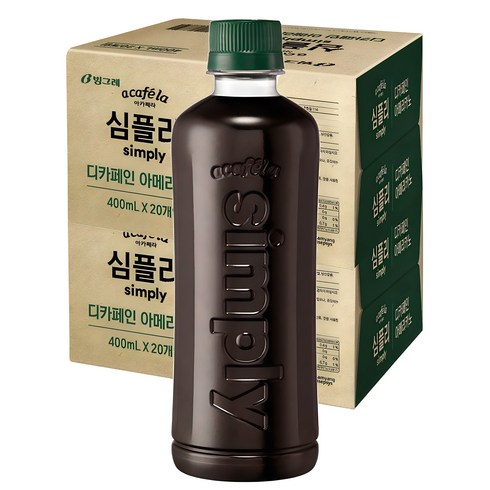 심플리디카페인 - 아카페라 심플리 디카페인 아메리카노 무라벨, 400ml, 40개