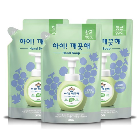 아이깨끗해 향균 거품 핸드솝 청포도향 리필, 450ml, 3개