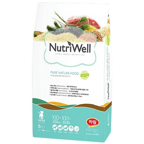 뉴트리웰 퓨어네이쳐 돼지고기 1세이상 기능성 사료, 5kg, 1개