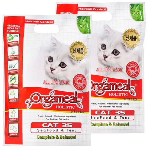 올가밀 홀리스틱 캣35 고양이 사료 씨푸드&참치, 생선, 1kg, 2개