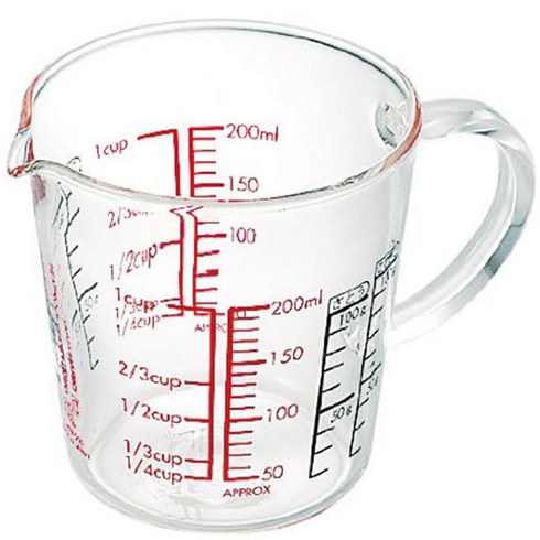 하리오 손잡이 유리 계량컵 200ml CMJW 200, 1개