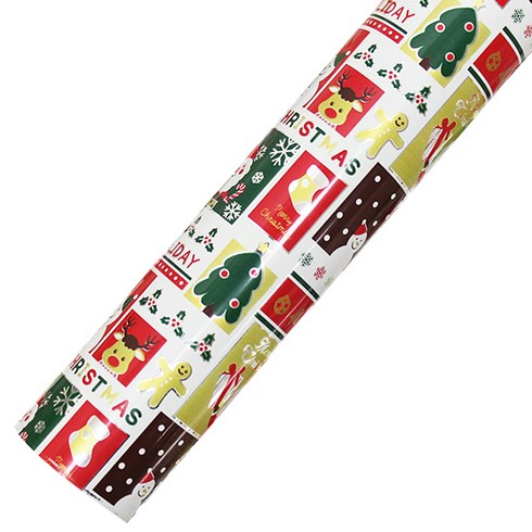 크리스마스 비닐 증착롤 포장지 53cm x 17m, 메리크리스마스 화이트, 1개