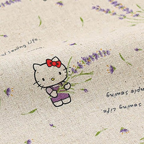 기요하라 헬로키티 보태니컬라벤더 코튼린넨 패브릭원단, 키나리