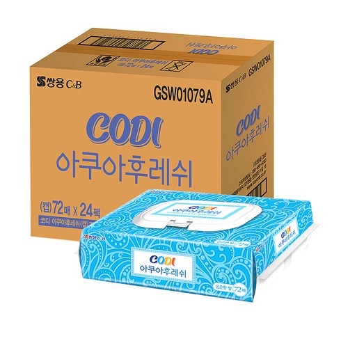 코디 아쿠아후레쉬 물티슈 캡형, 72매, 24개