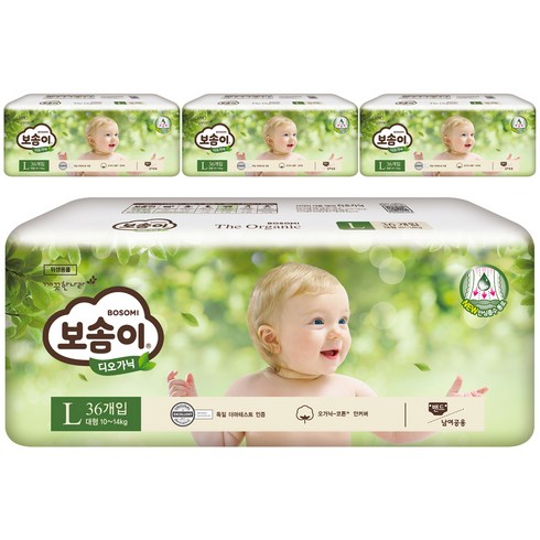 보솜이 디오가닉 19년형 밴드형 기저귀 대형(10~14kg), 144매