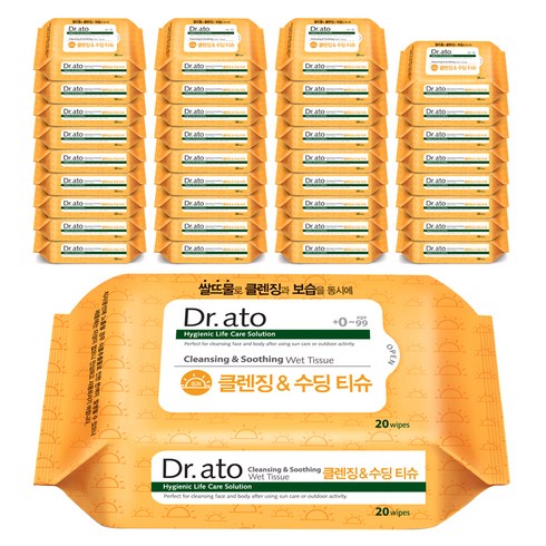 닥터아토 클렌징 & 수딩 티슈 휴대형 60gsm, 20매, 36개