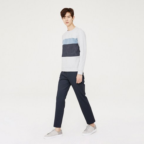 마인드브릿지 남성용 PV 스판 저지 마이크로패턴 사이드 밴딩크롭 테이퍼드 팬츠