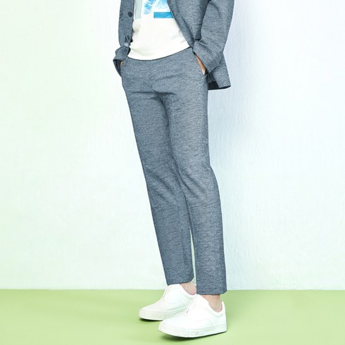 마인드브릿지 남성용 폴리스판 저지 사이드밴딩 크롭 테이퍼드 팬츠