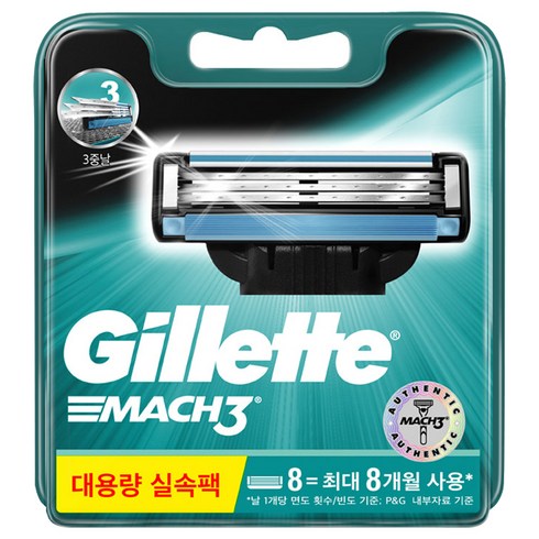 질레트 마하3 오리지날 면도날, 8개입, 1세트