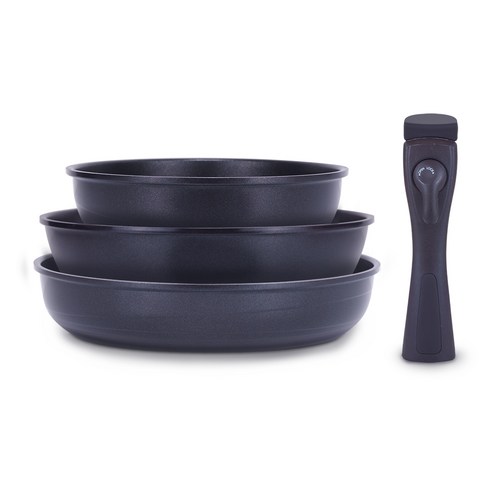 팰러스 IH 인덕션 스마트핸들 프라이팬 4p 세트, 엣지블랙, 프라이팬 20cm + 28cm + 웍 26cm + 손잡이