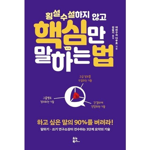 말잘하는법책 - [유노북스]횡설수설하지 않고 핵심만 말하는 법 : 하고 싶은 말의 90%를 버려라!, 유노북스, 야마구치 다쿠로