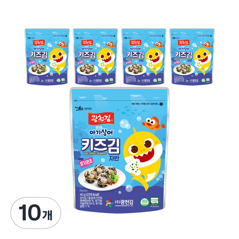 광천김 X 핑크퐁 키즈김 자반 김 40g, 조미 김, 10개