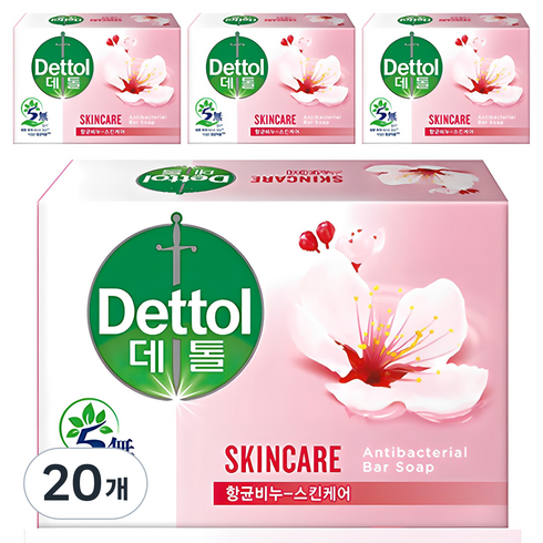 데톨 스킨케어 향균비누 플로럴향, 100g, 20개